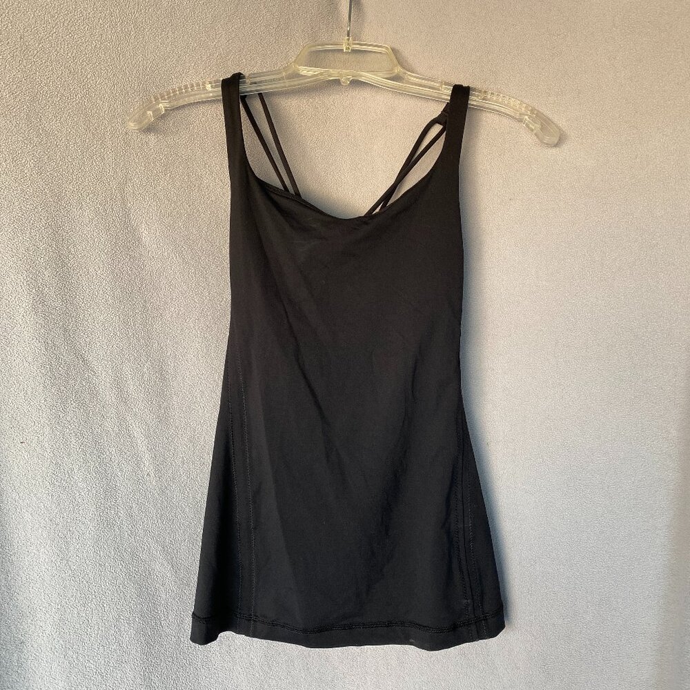 Lululemon Power Y Tank | Black Built-In Bra Activewear Yoga Top | Size 6